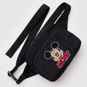 BAGGU Black Mickey Embroidered Crossbody Fanny Pack Bag NWT NEW
